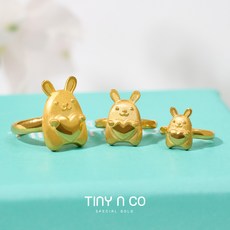 [타이니앤코] 순금 24K 토끼띠 하트토끼 반지 3.75g