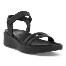 ECCO 여성용 Flowt Luxery 웨지 앵클 스트랩 샌들 블랙 누벅