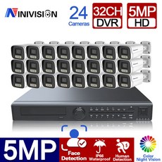 H.265+32CH 5MP CCTV Dvr시스템 5MP 저조도 안전 컬러 야간 시야 IP66 방수 카메라 영상 모니터링 키트, 없다, 영국 플러그, 32채널 DVR 24개 카메라, 1개