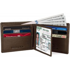 남성용 WildHorn RFID 보호 정품 가죽 지갑 (커피 브라운)