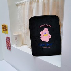 milkjoy 태블릿케이스 아이패드에어4파우치 세컨드모닝 세컨드모닝파우치 위글위글아이패드파우치, 블랙