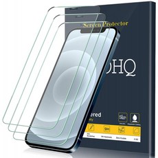 QHOHQ 3 아이폰 12 Pro Max용 팩 스크린 프로텍터 [6.7인치] 강화유리 필름 [9H 경도] - HD - [2.5D 엣지] - [버블 프리] -, 1