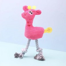 귀여운 봉제 기린 밧줄 반려동물 작은 개 끽끽 거리는 상호작용 장난감 사슴 인형 씹기 물기 놀이 훈련 액세서리, [03] rosy, 1개