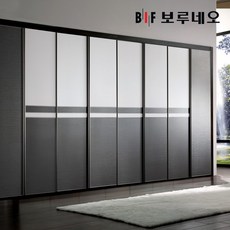  보루네오 360cm 산토스 여닫이 붙박이장 12자, 화이트 다크그레이 360cm 