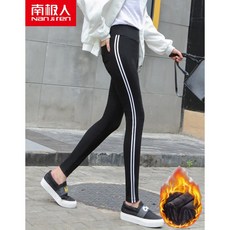 남극 사람 스 트 라 이 프 트 레이 닝 바지 레 깅 스 여자 외 에 봄 가을 레 깅 스 자녀 기모 옆 조항 M