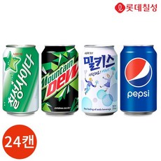 롯데 탄산음료 4종 세트 24캔 칠성사이다 펩시 밀키스, 없음, 상세설명 참조