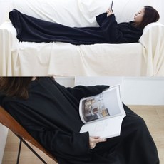 코코넛 집순이 집돌이 입는 담요 검정 파랑, 블루