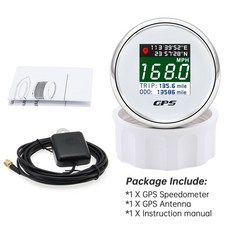 오토바이속도계 LCD 디지털 GPS 속도계 HD 52mm 방수 TFT MPH 보트 자동차 안테나로, 3.White silver, 1개