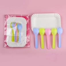 일회용 케이크 나이프 생일 커터 플라스틱 문 포크 홀더 독립 톱니 모양 블랙, 20 Transparent 50 forks 50 pla, 1개