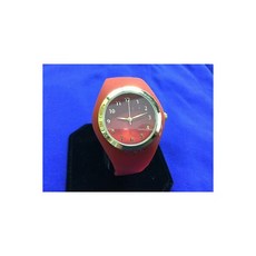 Watch red rubber band face trimmed in gold