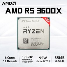 PC 컴퓨터 노트북 부품 AMD Ryzen 5 CPU 프로세서 R5 3600X 3.8 GHz 6 코어 12 스레드 7NM 95W L3 32M 100 000000022 소켓 AM4 - 라이젠3600