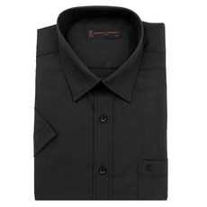 [로베르따] 뉴코아창원 남성 !!특가특가!! 빅사이즈까지~구김없는 레이온소재 깔끔한 올블랙 솔리드 반소매 일반핏셔츠RR23039