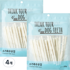 띵크유어도그티 딩고 스틱껌, 혼합맛(소가죽/우유), 250g, 4개