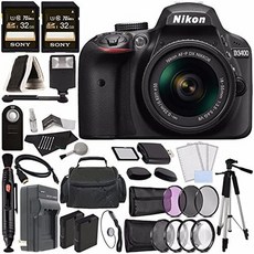 Nikon D3400 DSLR 카메라 18-55mm AF-P DX 렌즈 (블랙) + 배터리 + 충전기 + 32GB + 리모컨 + 카드 리더 +, One Color_One Size, 상세 설명 참조0, 상세 설명 참조0