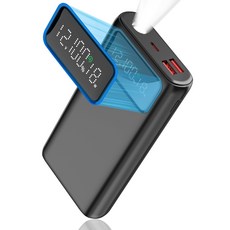 대용량 LED 조명 고속충전 잔량표시 보조배터리 20000mAh PD22.5W QC3.0, 블랙