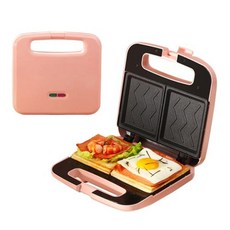 샌드위치 메이커 다기능 더블 플레이트 양면 가열 붙지 않는 코팅 분리형 패널 바베큐 오믈렛 토스트 EU, 1) Pink
