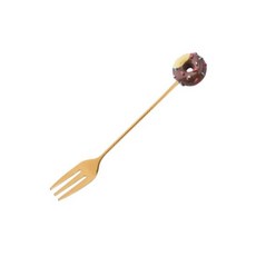 스푼 만화 도넛 디저트 포크 과일 미니 식기, 10.F-GOLD4, 1개