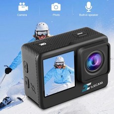 액션캠 자전거 블랙박스 오토바이 스키 보드 4K UHD 와이파이 액션 스포츠 카메라 120 ° 광각 렌즈 2.0 인치 IPS 듀얼 스크린 디스플레이 비디오 녹화 30M 방수 108, 없음, 1) Black