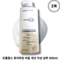 [프롬랩스] 퓨리파잉 비듬 개선 지성 샴푸 500ml 2개 FROM LABS PURIFYING ANTI-DANDRUFF 두피유분감소 비듬양감소 지성두피 가려움완화