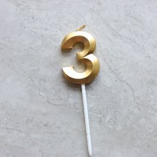빅사이즈 생일초 케이크픽 특이한 메탈릭 골드 숫자초, 3, 1개, 15g