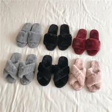 알지구 여성 슬리퍼 샌들 뮬 쪼리 작은 비디오 실제 샷 실제 가격 봉제 벨벳 크로스 오픈 발가락 플랫 슬리퍼 홈 신발 여성