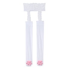 흰색높은허벅지밴드스타킹