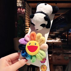 스마일꽃인형 히트상품 개성 무라카미다카시 판다 브로치 모직 피큐어 일본스타일 귀여운 옷핀 유행해는 애니메이션 걸이식, T03-6#F항두개 세트
