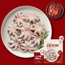[어찬반상] 자연산 손질 통 쭈꾸미 100마리 + 숯불매콤소스 3봉 (총 3kg), 3개, 상세 설명 참조