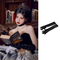 하이유니 클래식 햅번 블랙 벨벳 셀프 웨딩 스냅 롱 장갑