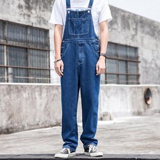 멜빵바지 남자 여자 중청 연청 오버올 복고풍 점프수트 청 데님 작업복