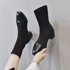 kirahosi 스타일리시 여성 앵클 삭스 미들 스퀘어 부츠 추동 데일리 508호+덧신증정 BW6fjmat