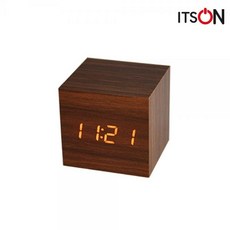 NRA703941[(주)씨케이코리아] 잇츠온 디지털 우드 LED 무소음 탁상시계 [소], 단일색상