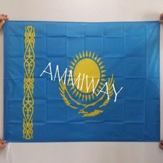 만국기 운동회 체육대회 인덱스스티커/플래그 AMMIWAY-파키스탄 웨일즈 케냐 나이지리아 국가 행잉 플래그 폴리에스터 깃발 및 배너 90x150cm 3x5 ft 야외용, Kazakhstan