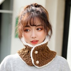 넥워머 목폴라 방한 겨울 넥아머 니트 기모 방한 버프 뽀글이 목두건 부분목티 골프 목토시, 브라운