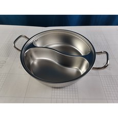 루츠스타펠 프리미엄 올스텐 IH 인덕션 샤브샤브 무용접 일체형 반반냄비, 1개, 실버, 32cm