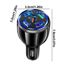 USB 차량용 충전기 어댑터 5 포트 차량 라이터 QC3.0 고속 자동차 인테리어 액세서리 장치 GPS, 02 Black