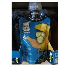 Gerber organic Banana pear zucchini pouch 거버 오가닉 바나나 배 주키니 퓨레 파우치 99g 12팩, 1개