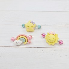 펫 꿈동산3종 스프링핀 강아지 고양이 머리핀, 무지개, 1개