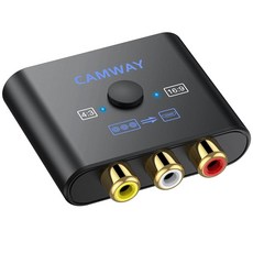 CAMWAY RCA to HDMI 컨버터 - 1080P AV to HDMI 비디오 컨버터 16:9/4:3 변환 미니 컴포지트 CVBS 오디오 비디오 어댑터 Wii PS1 PS2, 1개