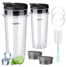 Ninja 블렌더 컵 교체용 473.2ml(16온스) 컵 키트 Sip & Straw 뚜껑 및 휴대용 뚜껑 포함 QB3001SS BL660 BL770 BL740 BL810