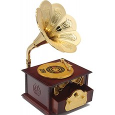 H&amp;W 축음기 음악 상자 - Elise용 - 회전 디스크 &amp; 드로어를 스위치로 장착 - 기계식 시계 &amp; 아름다운 모양 디자인, 단일옵션