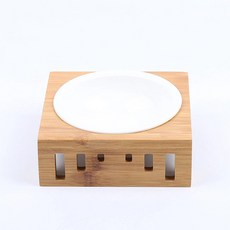 croselyu 나무 고양이 그릇 랙 세라믹 고양이 그릇 스테인레스 스틸 고양이 음식 그릇 더블 그릇 애완 동물 용품, 도자기 그릇, 1개