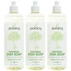 Puracy 퓨러시 네츄럴 액상 주방 세제 그린티 라임 473mL 3개