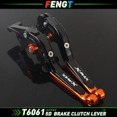 조정 가능한 접이식 브레이크 레버 클러치 레버 핸들 가드 레버 XMAX 400 300 250/125 테크 맥스 2017 액세서리, Black-Orange, 1개