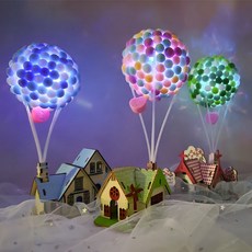하루클래스 DIY 뿅뿅이 미니어처 하우스 만들기 LED 열기구 키트, 블루