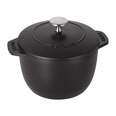 Staub 주철 에나멜 무쇠 냄비 16Cm 솥밥 가정용 수프 찜 전골 다용도, 3. 블랙 16 cm, 1개