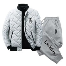 남성용 캐주얼 스포츠 재킷 세트 코튼 및 바지 투피스 가을 패션 라이프 워크 스트리트
