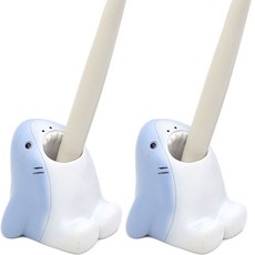 1+1 귀여운 애니멀 스탠드 다용도 칫솔 꽂이 거치대 통 보관, 2개, 상어