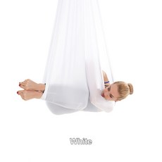  공중 요가 해먹 탄성 나일론 요가 훈련 벨트 반 중력 요가 스윙 바디 빌딩 필라테스 운동 피트니스 42.8m, 하얀 