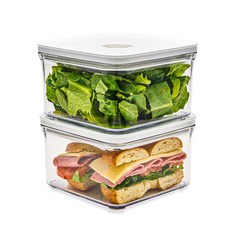 VAKUEN BPA 100% 프리미엄 진공 보존 용기 쇼트 2개 세트 밸브로 편리 개폐 프리